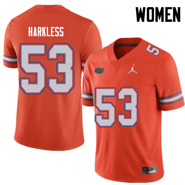 Jordan Brand Women #53 Kavaris Harkless Florida Gators College Football Jerseys Orange